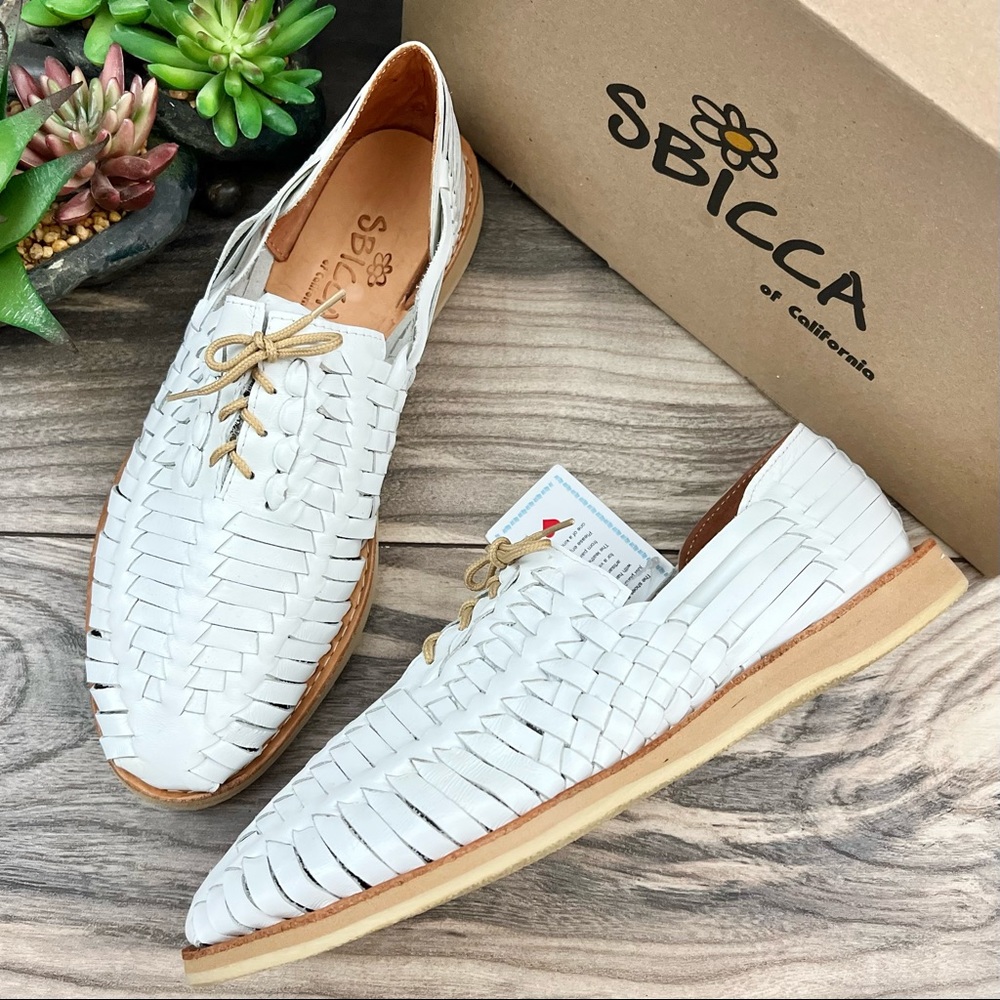 ❌SOLD❌NIB Sbicca Tribbley Huarache Loafer Oxford Flats Sandal White Leather 9 - Picture 3 of 13